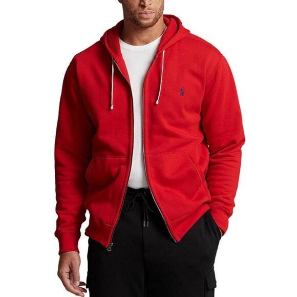 Polo Ralph Lauren Men's Cherry Red Full Zip Sweatshirt Hoodie Pony Icon Size M - Picture 1 of 6